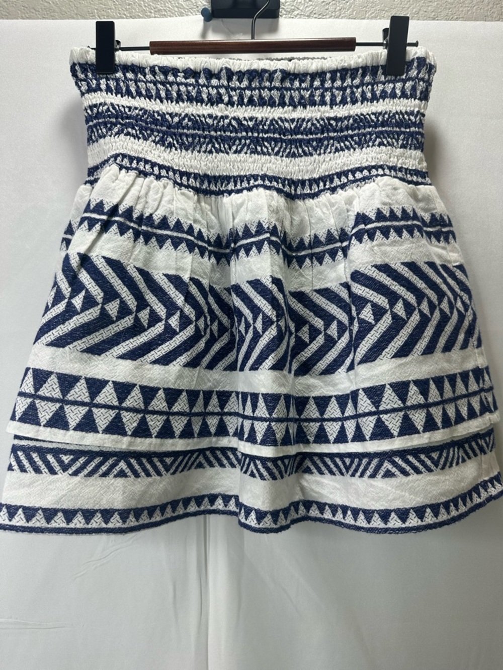 Blue Rain Navy and White Ruched FestivalMini Skirt Size M - Picture 2 of 5